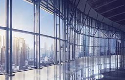 View from inside empty office building