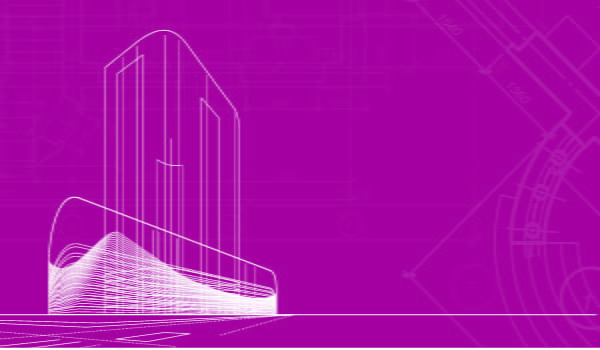 A line drawing of the outline of a building