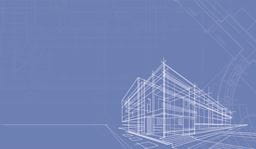 A line drawing of a building