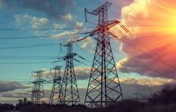 Electric pylons at sunset