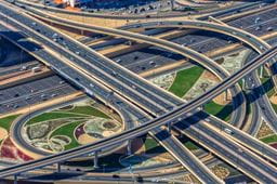 An image of roads taken from aerial view