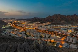 An aerial photo of the Oman skyline