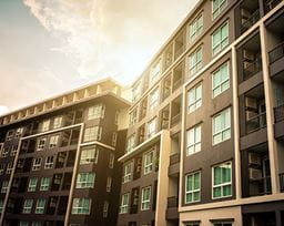 block of flats in bright sunlight