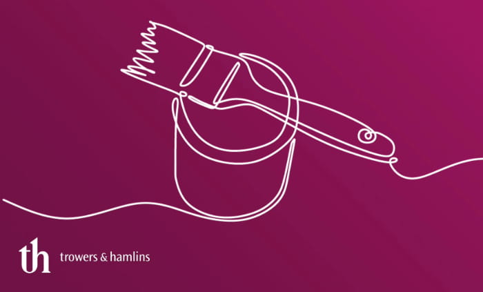 A line drawing of a tin of paint with a paint brush on top