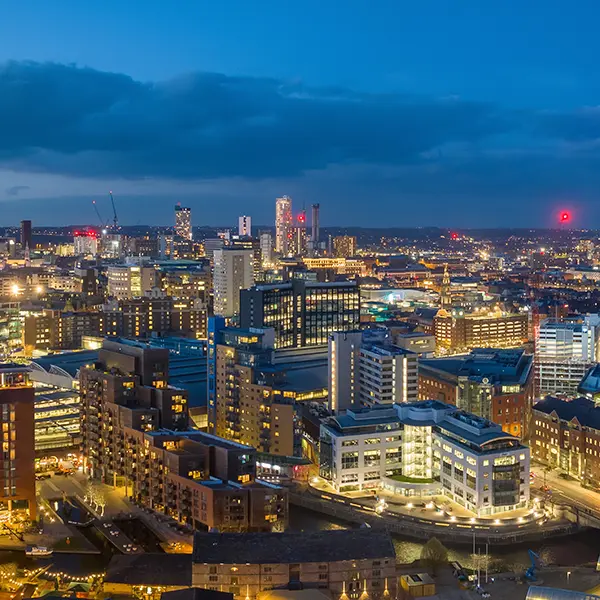 Leeds city at night