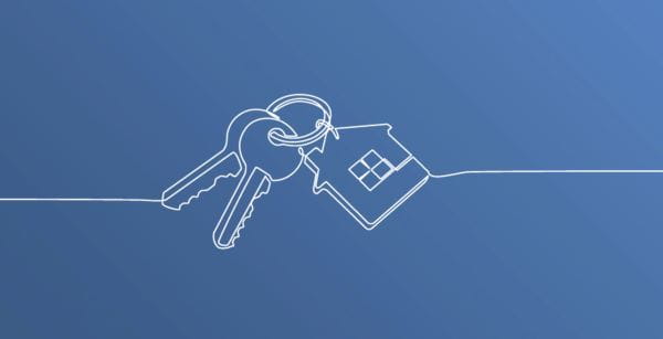 line drawing of keys with house chain