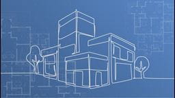 Line drawings of buildings