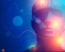 Silhouette of a human head representing AI