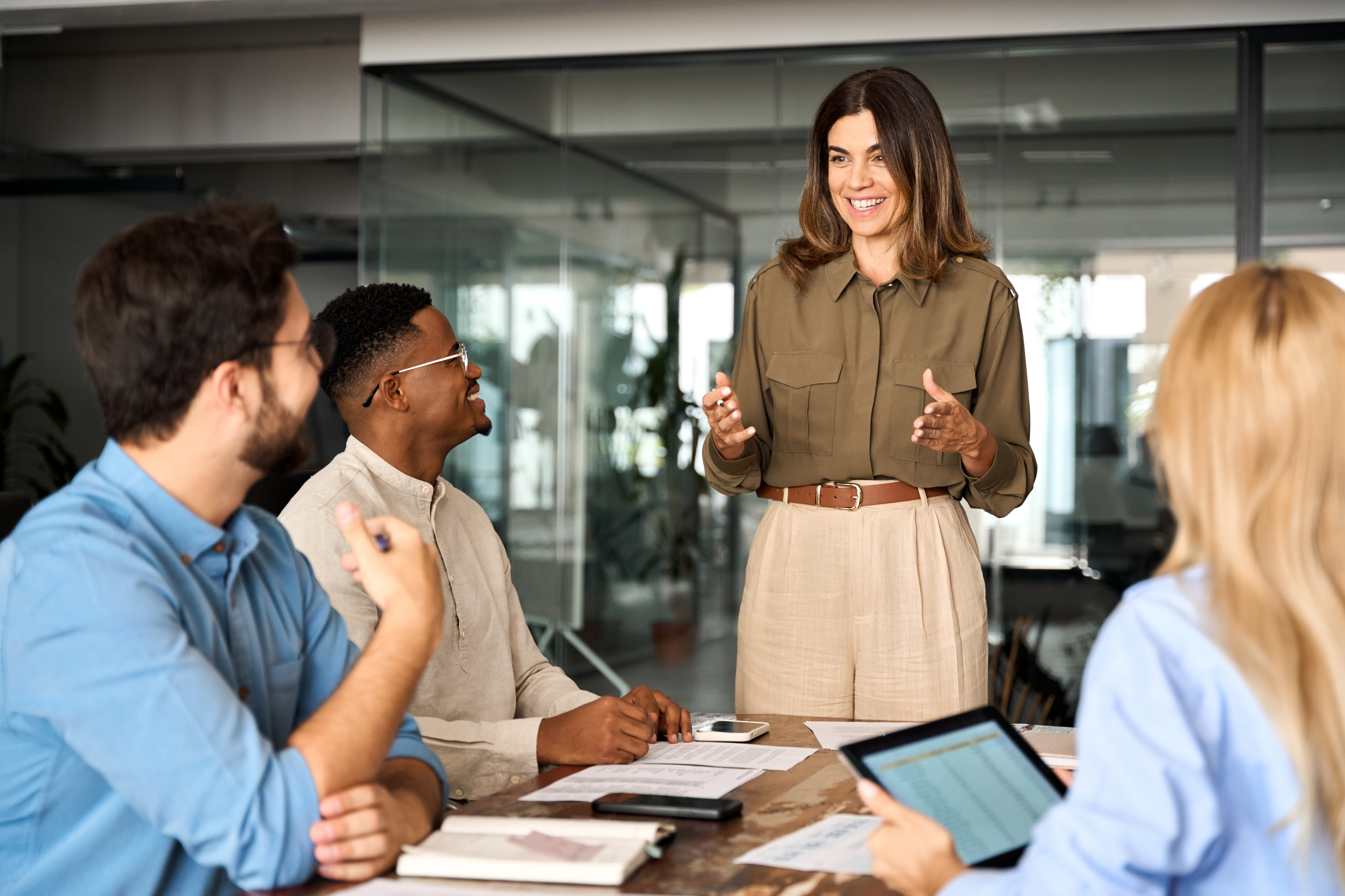 Happy people in a business meeting